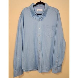 Tommy Bahama San Lucio Stretch Mens XL Blue Long Sleeve Button Down Shirt Supima